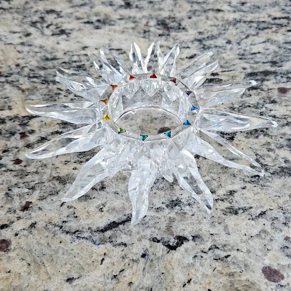 RARE VINTAGE SWAROVSKI CRYSTAL SOLARIS SUN STAR TAPER CANDLEHOLDER ORIGINAL BOX